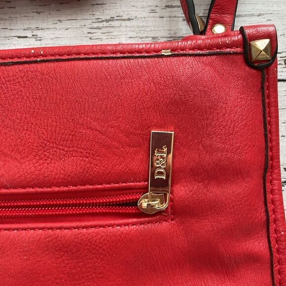 Red Studded Leather Handbag - Picture 8 of 10